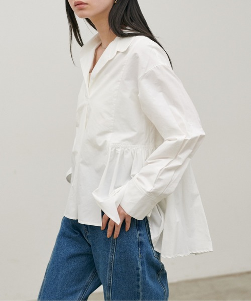 LARUTA（ラルータ）の「【LARUTA】[Web限定]裾フレアブロードブラウス（シャツ/ブラウス・レディース・グリーン系その他/ネイビー/オフホワイト・MEDIUM）」の22枚目の写真