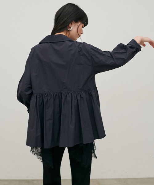 LARUTA（ラルータ）の「【LARUTA】[Web限定]裾フレアブロードブラウス（シャツ/ブラウス・レディース・グリーン系その他/ネイビー/オフホワイト・MEDIUM）」の9枚目の写真