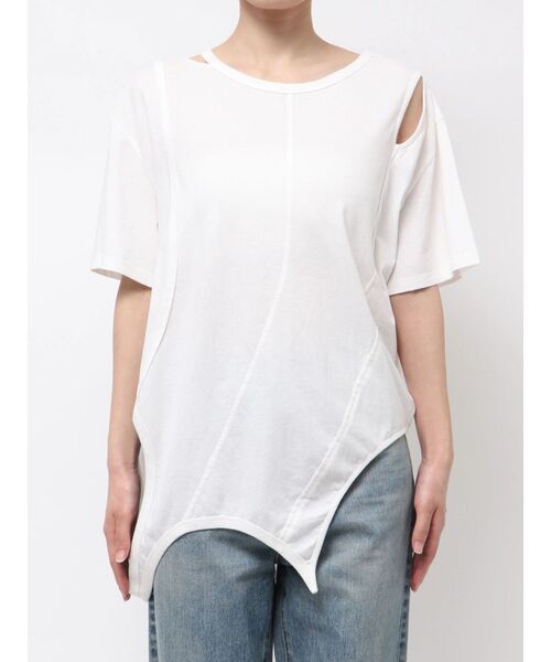 Ungrid(アングリッド)の「アシメデザインTee(Tシャツ/カットソー・レディース・ブラック/レッド/オフホワイト・FREE)」の17枚目の写真