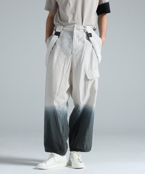 Y-3 CRINKLE VISCOSE SUSPENDER PANTS