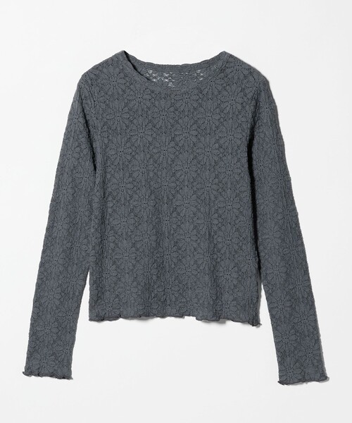 A DAY IN THE LIFE UNITED ARROWS(アデイインザライフユナイテッドアローズ)の「フラワーレース コンパクト プルオーバー <A DAY IN THE LIFE>(Tシャツ/カットソー・レディース・ダークグレー/オフホワイト・FREE)」の1枚目の写真
