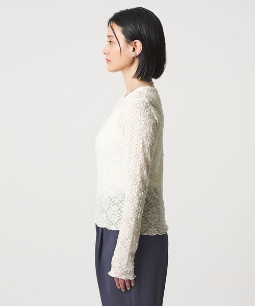 A DAY IN THE LIFE UNITED ARROWS(アデイインザライフユナイテッドアローズ)の「フラワーレース コンパクト プルオーバー <A DAY IN THE LIFE>(Tシャツ/カットソー・レディース・ダークグレー/オフホワイト・FREE)」の7枚目の写真