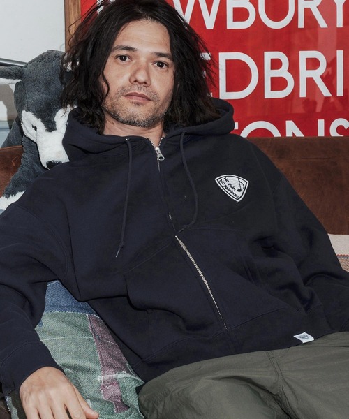 mpa4067-10oz back fleece hoodie with pick patch ジップパーカー