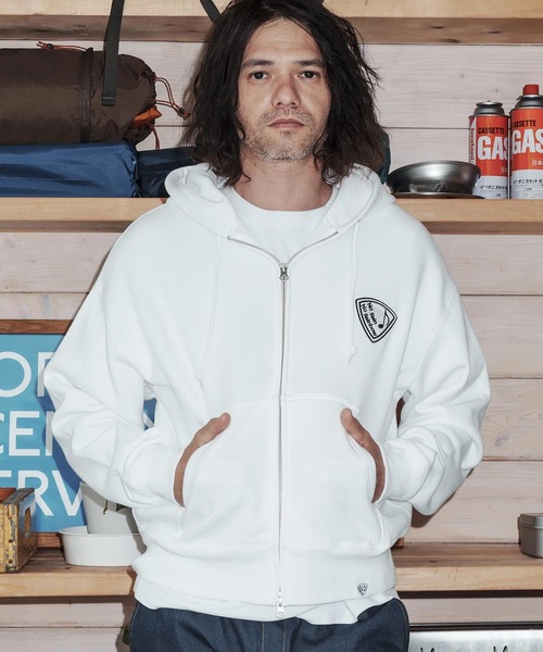 mpa4067-10oz back fleece hoodie with pick patch ジップパーカー