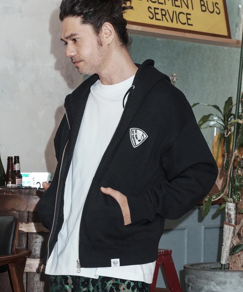 mpa4067-10oz back fleece hoodie with pick patch ジップパーカー