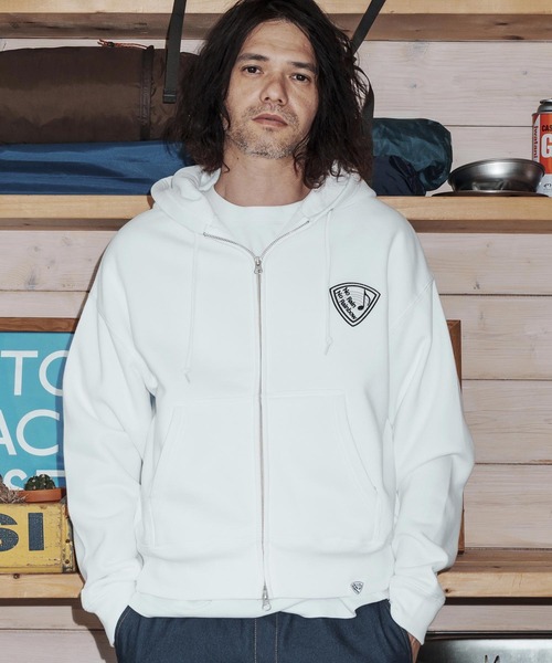 No Rain No Rainbow(ノーレインノーレインボー)の「mpa4067-10oz back fleece hoodie with pick patch ジップパーカー(NR26S-12)(パーカー・メンズ・ネイビー/ホワイト/ブラック・XL/L/M/S)」の16枚目の写真