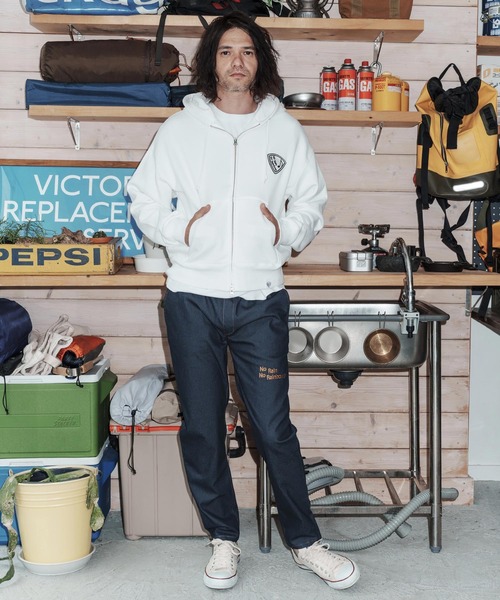 No Rain No Rainbow(ノーレインノーレインボー)の「mpa4067-10oz back fleece hoodie with pick patch ジップパーカー(NR26S-12)(パーカー・メンズ・ネイビー/ホワイト/ブラック・XL/L/M/S)」の18枚目の写真