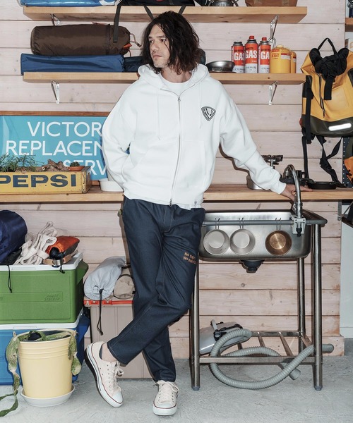 No Rain No Rainbow(ノーレインノーレインボー)の「mpa4067-10oz back fleece hoodie with pick patch ジップパーカー(NR26S-12)(パーカー・メンズ・ネイビー/ホワイト/ブラック・XL/L/M/S)」の19枚目の写真