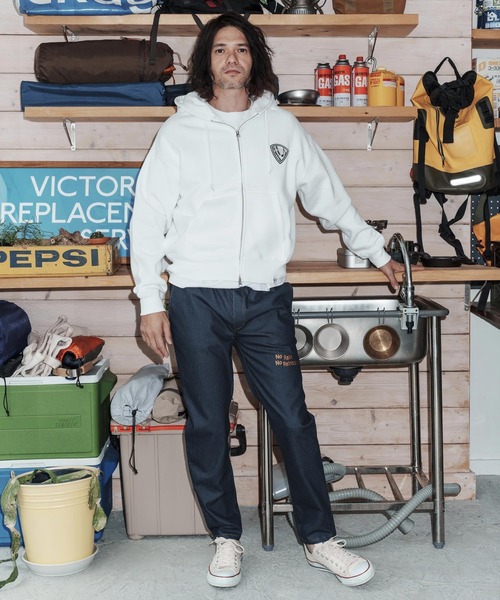No Rain No Rainbow(ノーレインノーレインボー)の「mpa4067-10oz back fleece hoodie with pick patch ジップパーカー(NR26S-12)(パーカー・メンズ・ネイビー/ホワイト/ブラック・XL/L/M/S)」の20枚目の写真