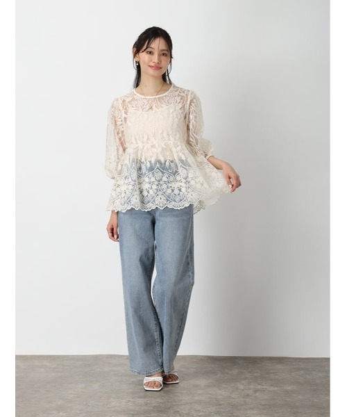 fifth(フィフス)の「【インナー付き】レースペプラムトップス(シャツ/ブラウス・レディース・ブラック/アイボリー・M)」の10枚目の写真