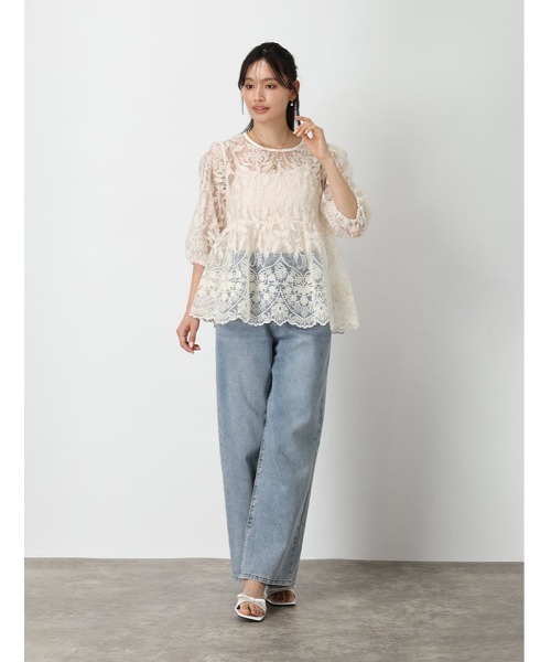 fifth(フィフス)の「【インナー付き】レースペプラムトップス(シャツ/ブラウス・レディース・ブラック/アイボリー・M)」の12枚目の写真