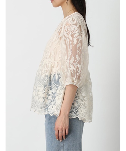 fifth(フィフス)の「【インナー付き】レースペプラムトップス(シャツ/ブラウス・レディース・ブラック/アイボリー・M)」の14枚目の写真
