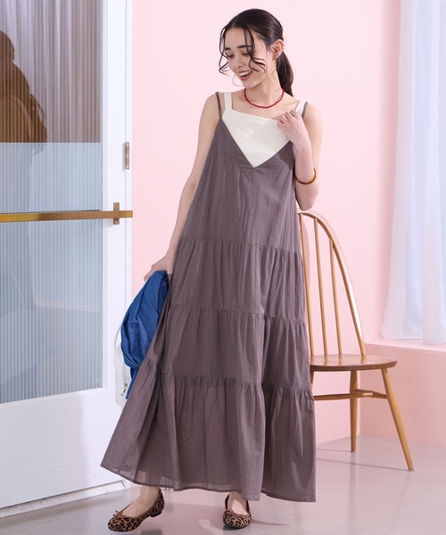 THE CRAFT CREW PRODUCTS（ザクラフトクループロダクツ）の「インドコットン ティアード切替 アソート キャミワンピース【THE CRAFT CREW PRODUCTS】（ワンピース・レディース・ブラック系/ブラック/ブラック系1/レッド/ブラウン/ネイビー系/オフホワイト・FREE）」の5枚目の写真