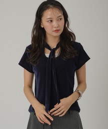 sheer velours front tie design top / シアーベロアフロントタイデザイントップス