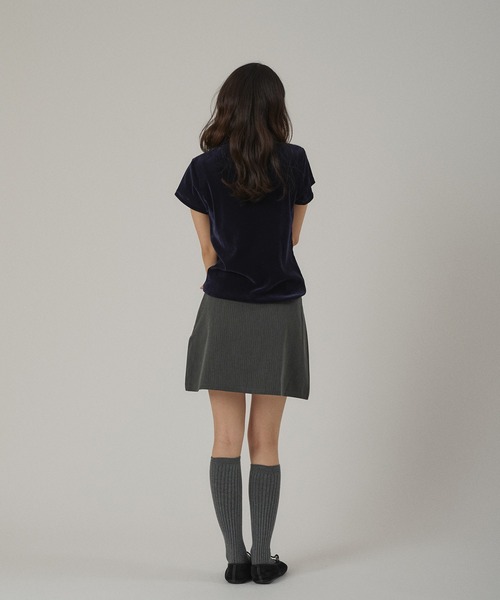 MUHET(ミュエータ)の「sheer velours front tie design top / シアーベロアフロントタイデザイントップス(Tシャツ/カットソー・レディース・ネイビー/ピンク/ブラウン・FREE)」の11枚目の写真
