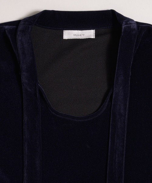 MUHET(ミュエータ)の「sheer velours front tie design top / シアーベロアフロントタイデザイントップス(Tシャツ/カットソー・レディース・ネイビー/ピンク/ブラウン・FREE)」の4枚目の写真