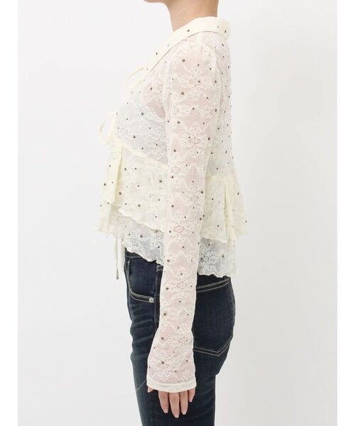 EVRIS（エヴリス）の「スタッズレースリボンシャツ（シャツ/ブラウス・レディース・アイボリー/ブラック・FREE）」の11枚目の写真