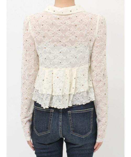 EVRIS（エヴリス）の「スタッズレースリボンシャツ（シャツ/ブラウス・レディース・アイボリー/ブラック・FREE）」の12枚目の写真