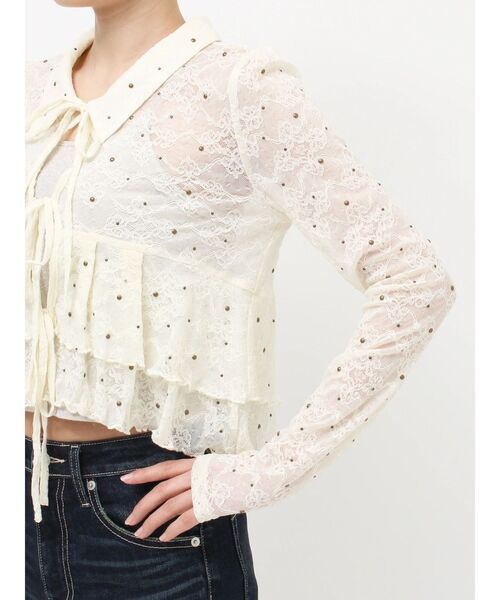 EVRIS（エヴリス）の「スタッズレースリボンシャツ（シャツ/ブラウス・レディース・アイボリー/ブラック・FREE）」の14枚目の写真