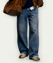 HALFNINE（ハーフナイン）の「ブラシタッチウォッシングワイドデニムパンツ I02JRD_HXV11325（デニムパンツ）」