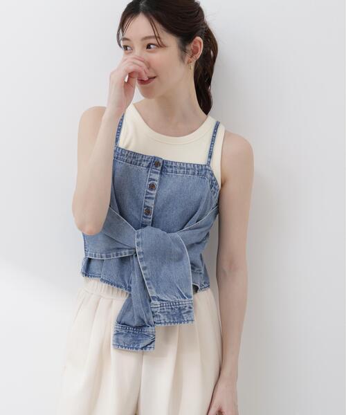 PROPORTION BODY DRESSING(プロポーションボディドレッシング)の「<a>シャツビスチェ / 1216119406(キャミソール・レディース・ブラック/ブルー・FREE)」の1枚目の写真