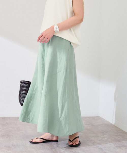 FRAMeWORK（フレームワーク）の「リヨセル麻フレアスカート（スカート・レディース・グリーン/チャコールグレー/モカ・38/36）」の3枚目の写真