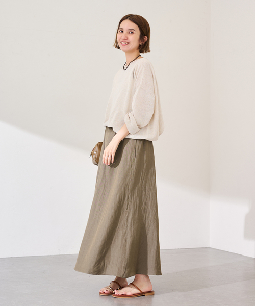 FRAMeWORK（フレームワーク）の「リヨセル麻フレアスカート（スカート・レディース・グリーン/チャコールグレー/モカ・38/36）」の17枚目の写真