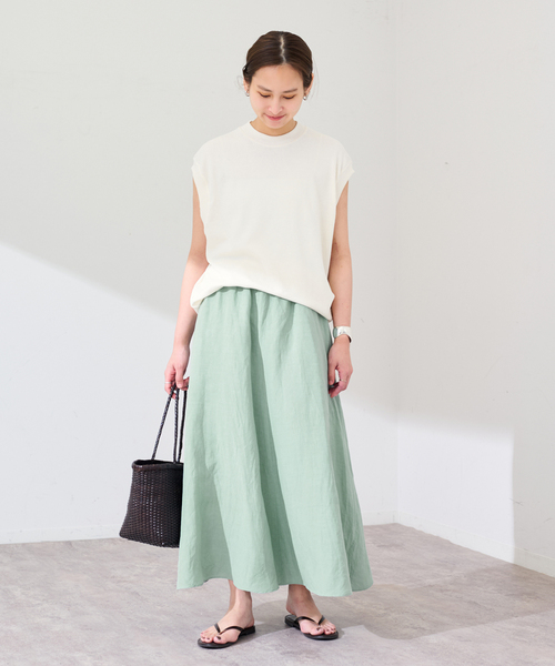 FRAMeWORK（フレームワーク）の「リヨセル麻フレアスカート（スカート・レディース・グリーン/チャコールグレー/モカ・38/36）」の9枚目の写真
