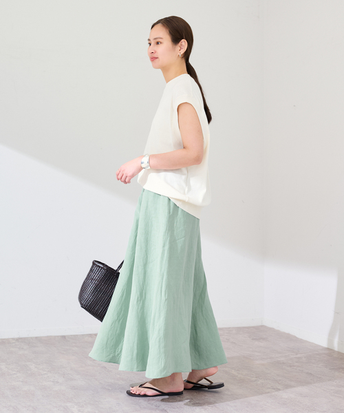 FRAMeWORK（フレームワーク）の「リヨセル麻フレアスカート（スカート・レディース・グリーン/チャコールグレー/モカ・38/36）」の8枚目の写真