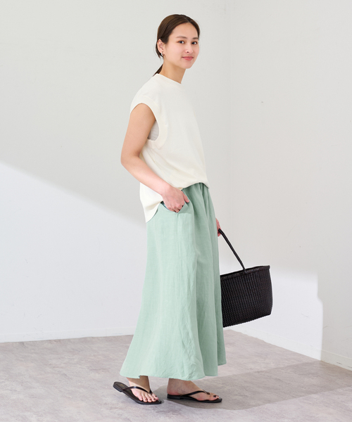 FRAMeWORK（フレームワーク）の「リヨセル麻フレアスカート（スカート・レディース・グリーン/チャコールグレー/モカ・38/36）」の7枚目の写真