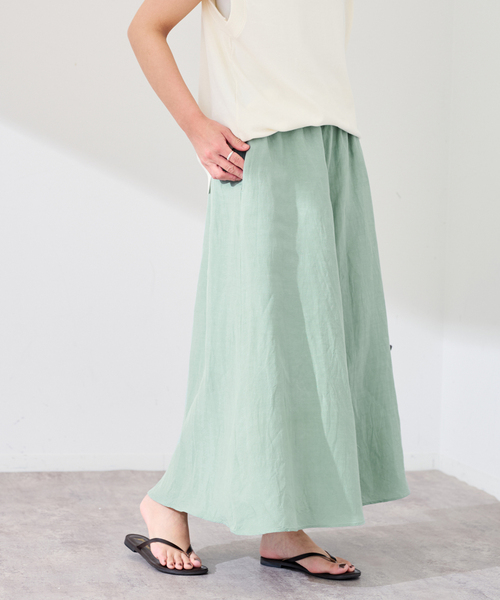 FRAMeWORK（フレームワーク）の「リヨセル麻フレアスカート（スカート・レディース・グリーン/チャコールグレー/モカ・38/36）」の5枚目の写真