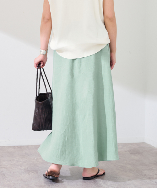 FRAMeWORK（フレームワーク）の「リヨセル麻フレアスカート（スカート・レディース・グリーン/チャコールグレー/モカ・38/36）」の4枚目の写真