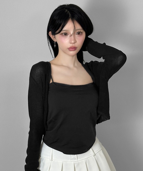 FOLLOWIN（フォロウィン）の「【2COLOR/冷房/UV対策】コンパクトショートカーディガン（カーディガン/ボレロ・レディース・ブラック/ホワイト・FREE）」の22枚目の写真