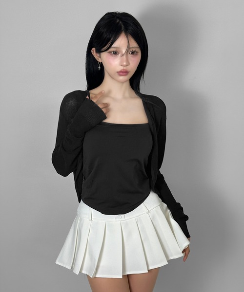 FOLLOWIN（フォロウィン）の「【2COLOR/冷房/UV対策】コンパクトショートカーディガン（カーディガン/ボレロ・レディース・ブラック/ホワイト・FREE）」の20枚目の写真