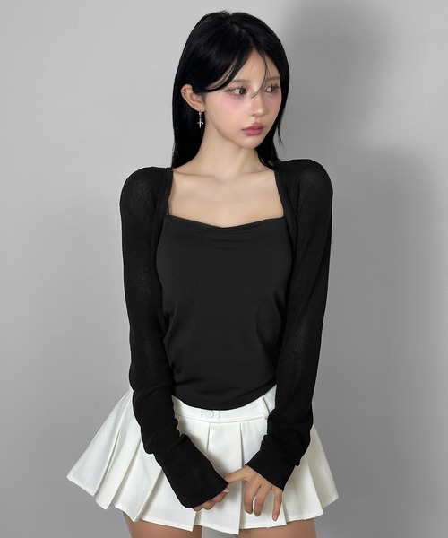 FOLLOWIN（フォロウィン）の「【2COLOR/冷房/UV対策】コンパクトショートカーディガン（カーディガン/ボレロ・レディース・ブラック/ホワイト・FREE）」の18枚目の写真