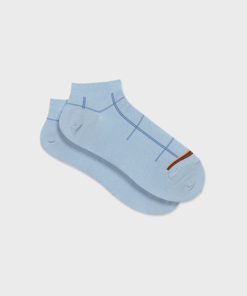 Paul Smith(ポールスミス)の「“W-Windowpane” ショートソックス【160647 SN】(ソックス/靴下・メンズ・ブラック/ライトインディゴブルー・25-27)」の1枚目の写真