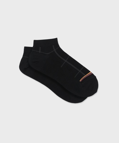 Paul Smith(ポールスミス)の「“W-Windowpane” ショートソックス【160647 SN】(ソックス/靴下・メンズ・ブラック/ライトインディゴブルー・25-27)」の2枚目の写真