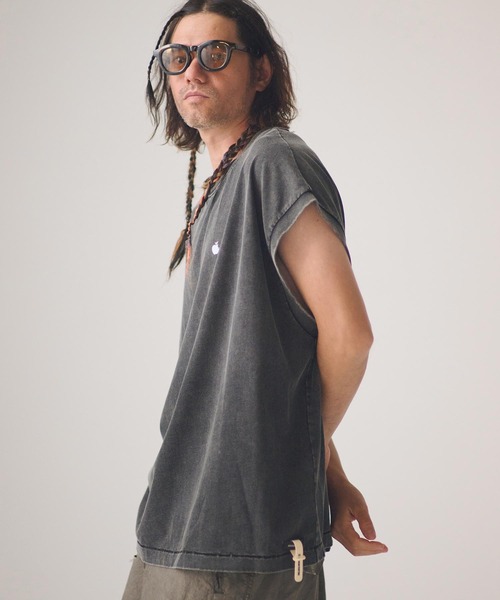 ADAM PATEK（アダムパテック）の「ADAMPATEK/basic logo aging sleeveless/ノースリーブカットソー（Tシャツ/カットソー・メンズ・ホワイト/グリーン/ピンク/ブラック・1/2）」の6枚目の写真
