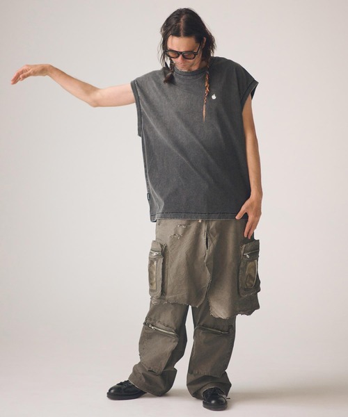 ADAM PATEK（アダムパテック）の「ADAMPATEK/basic logo aging sleeveless/ノースリーブカットソー（Tシャツ/カットソー・メンズ・ホワイト/グリーン/ピンク/ブラック・1/2）」の7枚目の写真