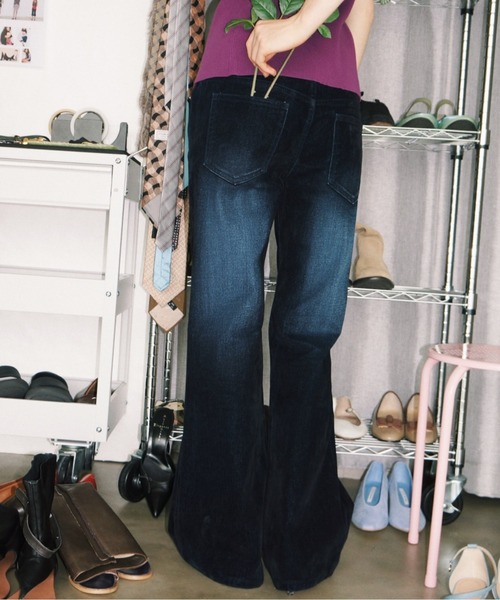 flocky flare denim PT / フロッキーデニムフレアパンツ（デニムパンツ
