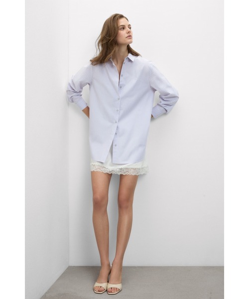 Intimissimi(インティミッシミ)の「"Love Me Tender" ストライプ コットンファブリック シャツ(シャツ/ブラウス・レディース・ライトパープル・M/S/L)」の7枚目の写真