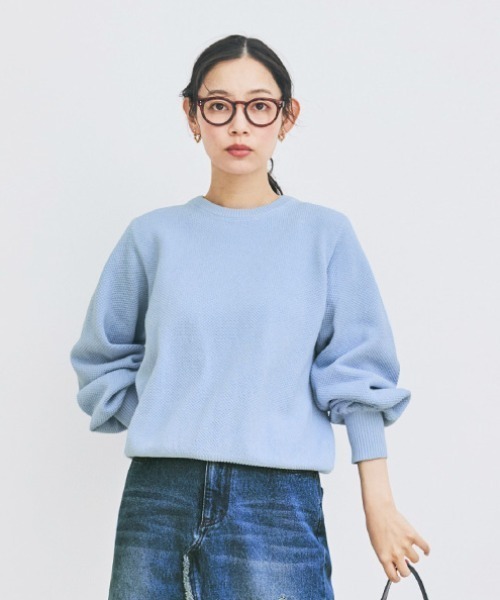 and myera（アンド マイラ）の「ａｎｄ　ｍｙｅｒａ　鹿の子のコットンセーター（ニット/セーター・レディース・チャコール/ホワイト/ライトブルー・LL/L/M/S）」の3枚目の写真