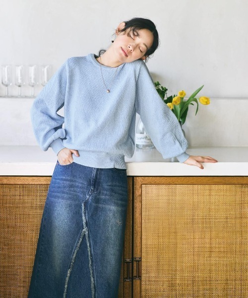 and myera（アンド マイラ）の「ａｎｄ　ｍｙｅｒａ　鹿の子のコットンセーター（ニット/セーター・レディース・チャコール/ホワイト/ライトブルー・LL/L/M/S）」の19枚目の写真
