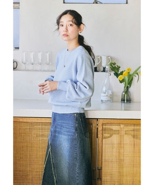 and myera（アンド マイラ）の「ａｎｄ　ｍｙｅｒａ　鹿の子のコットンセーター（ニット/セーター・レディース・チャコール/ホワイト/ライトブルー・LL/L/M/S）」の20枚目の写真