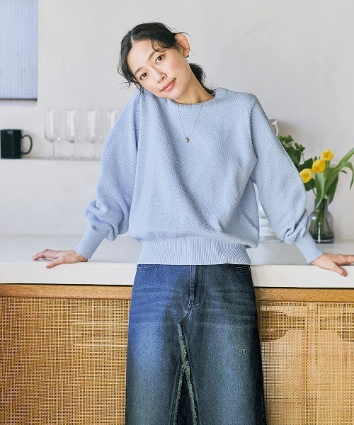 and myera（アンド マイラ）の「ａｎｄ　ｍｙｅｒａ　鹿の子のコットンセーター（ニット/セーター・レディース・チャコール/ホワイト/ライトブルー・LL/L/M/S）」の21枚目の写真