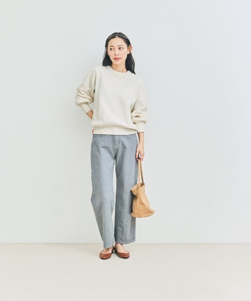 and myera（アンド マイラ）の「ａｎｄ　ｍｙｅｒａ　鹿の子のコットンセーター（ニット/セーター・レディース・チャコール/ホワイト/ライトブルー・LL/L/M/S）」の7枚目の写真