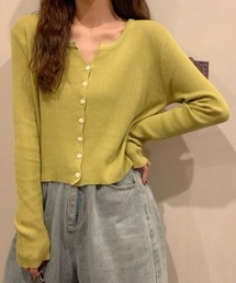 ヘンリー ネック リブ カーディガン