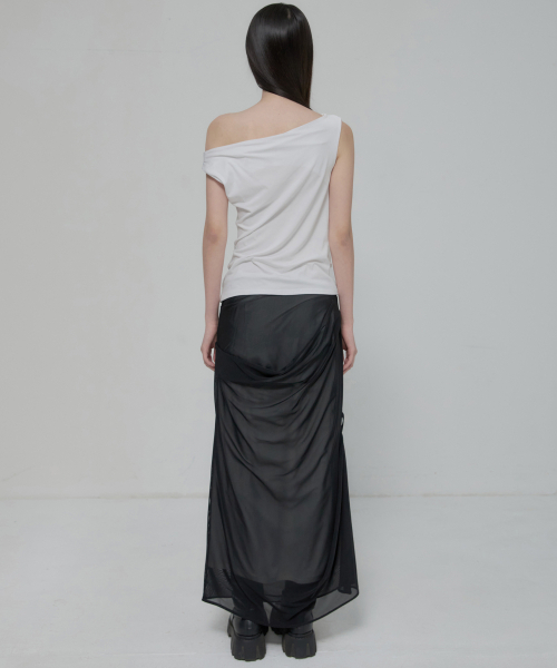 FLAREUP(フレアアップ)の「Draped Mesh Layered Long Skirt (FL-264_Black)(スカート・レディース・ブラック・OS)」の21枚目の写真