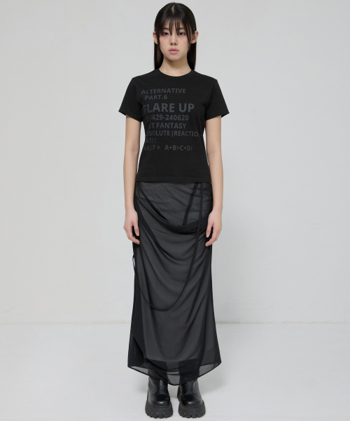 FLAREUP(フレアアップ)の「Draped Mesh Layered Long Skirt (FL-264_Black)(スカート・レディース・ブラック・OS)」の10枚目の写真