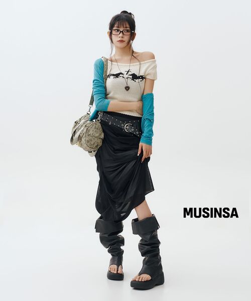 FLAREUP(フレアアップ)の「Draped Mesh Layered Long Skirt (FL-264_Black)(スカート・レディース・ブラック・OS)」の15枚目の写真